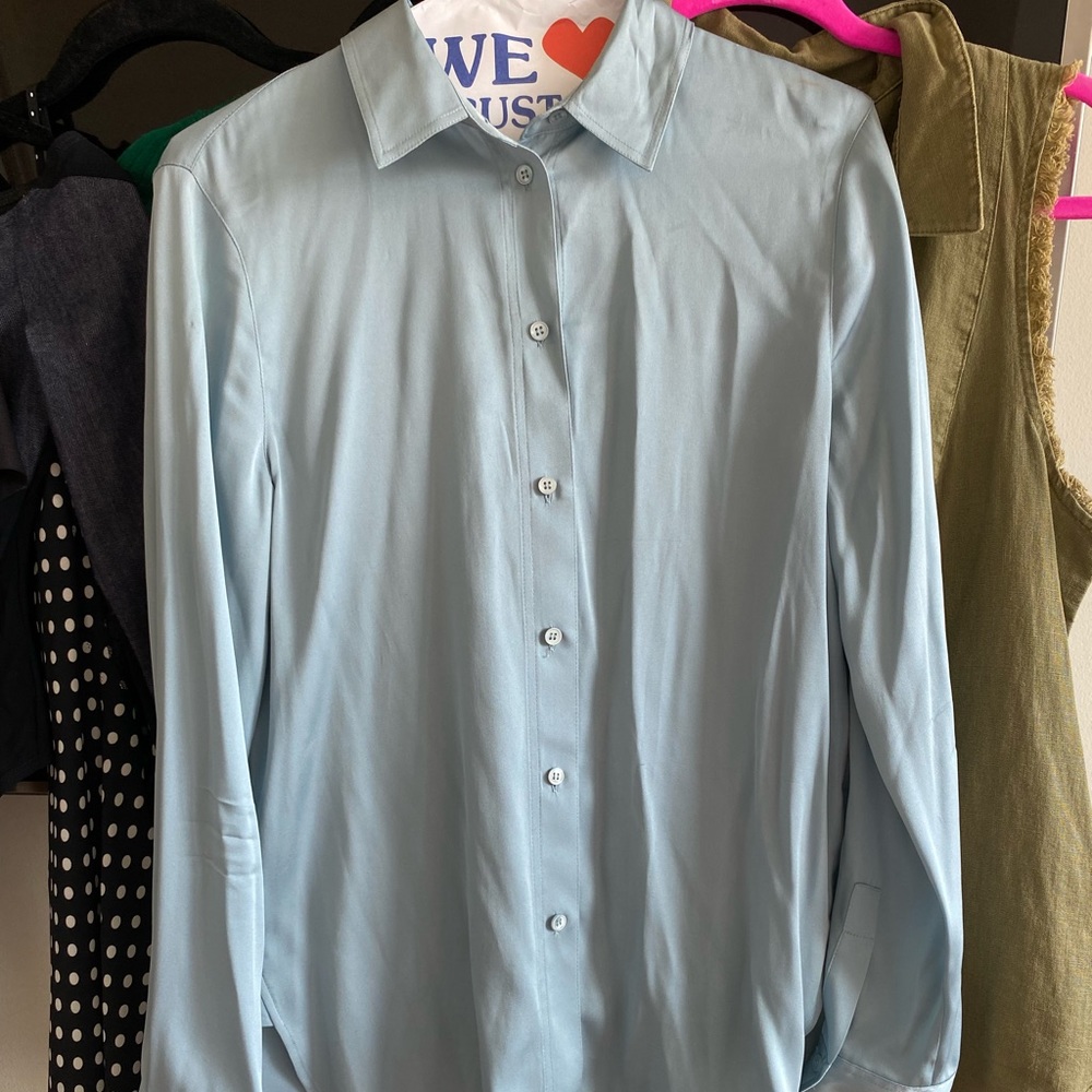VINCE Oversized Silk Button Down
